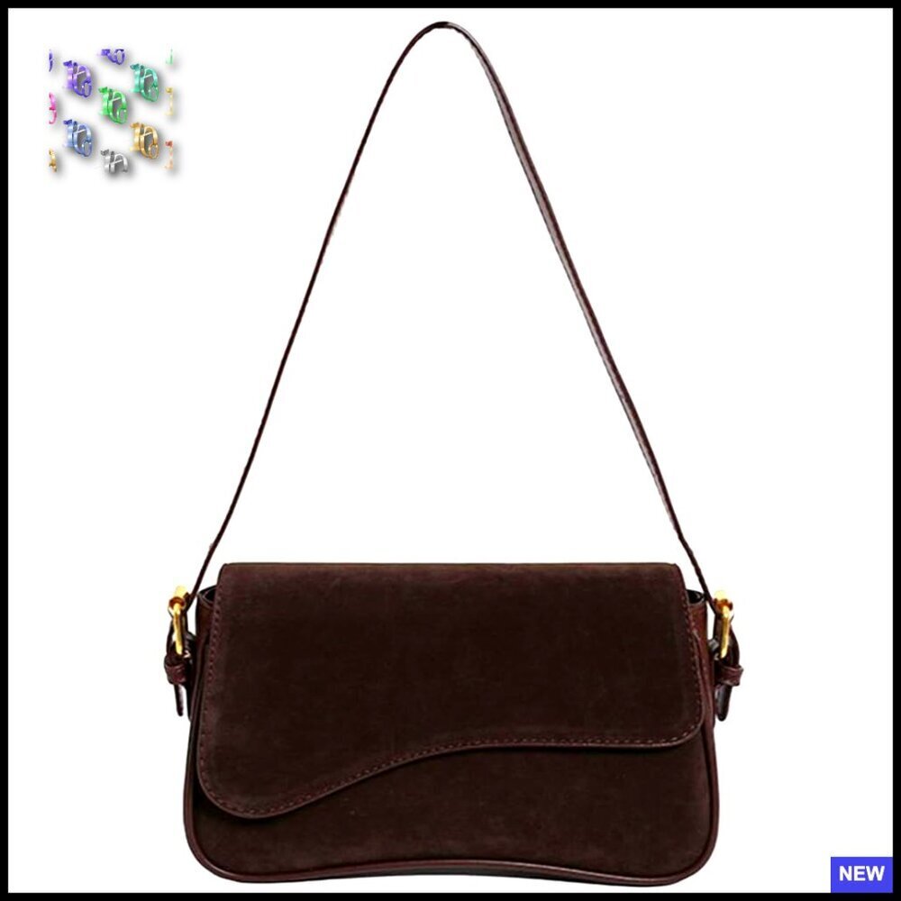 Suede Hobo Shoulder Bag Y2K Vintage Crossbody Tote with Removable Strap